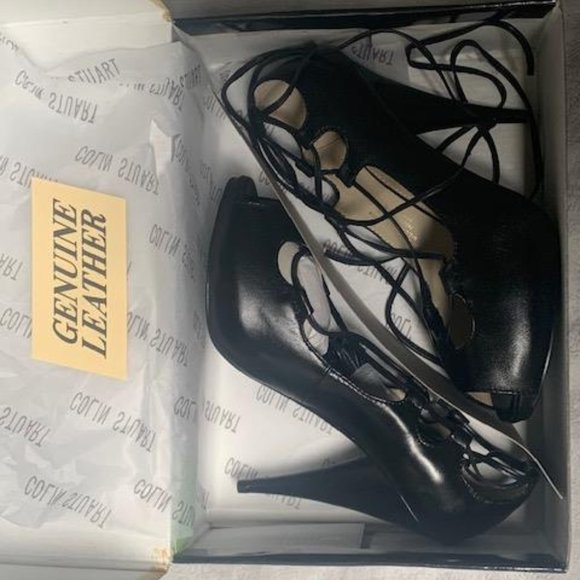 Colin Stuart  Black Leather Tie Up Shoes/Heels - Picture 3 of 6